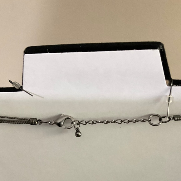 Multi Strand Necklace Earrings Set with Silver Tone and Faceted Beads - Picture 10 of 10